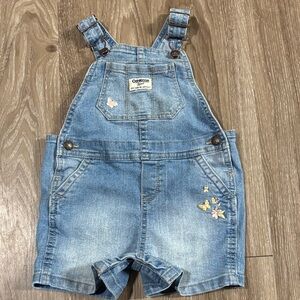 OshKosh B’gosh Denim Embroidered Shortalls Overalls Size 24 Months | Classic |
